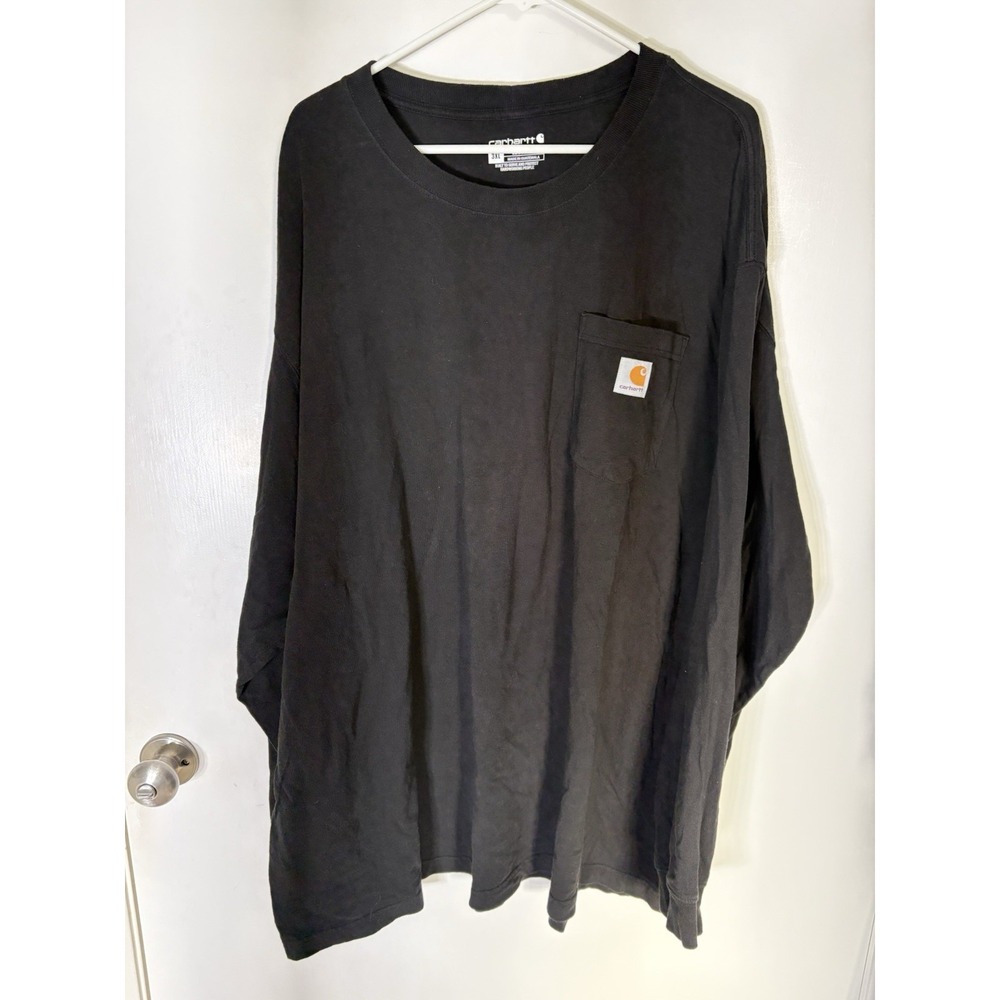 Carhartt Shirt Men's Size 3XL Black Long Sleeve Loose Fit Crew Neck Front Pocket